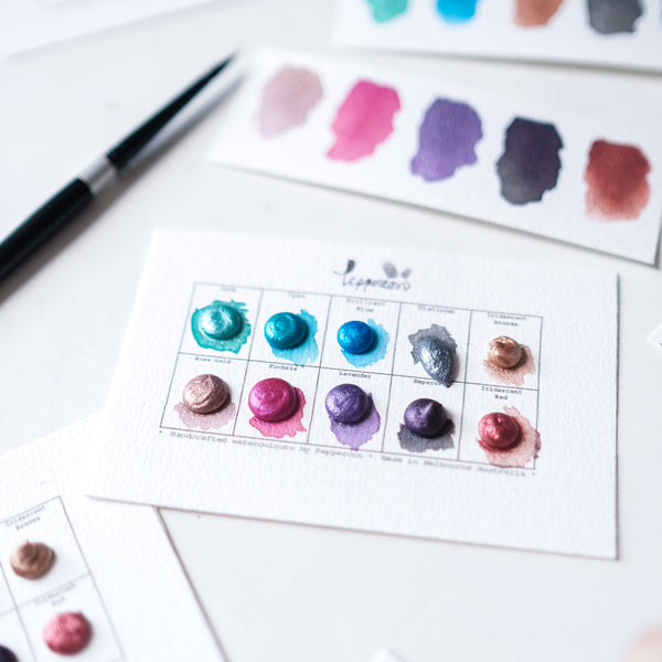Handmade Watercolour Paint Sample Dot Cards - From Mercury to Mars Set