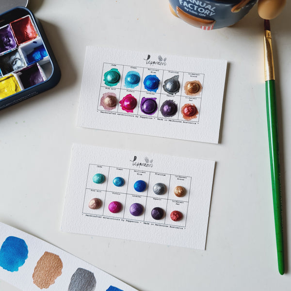 Handmade Watercolour Paint Sample Dot Cards - From Mercury to Mars Set