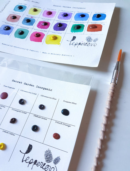 Handmade Watercolor Paint Sample Dot Cards - Secret Garden Collection