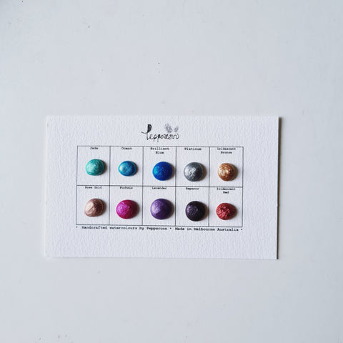 Handmade Watercolour Paint Sample Dot Cards - From Mercury to Mars Set