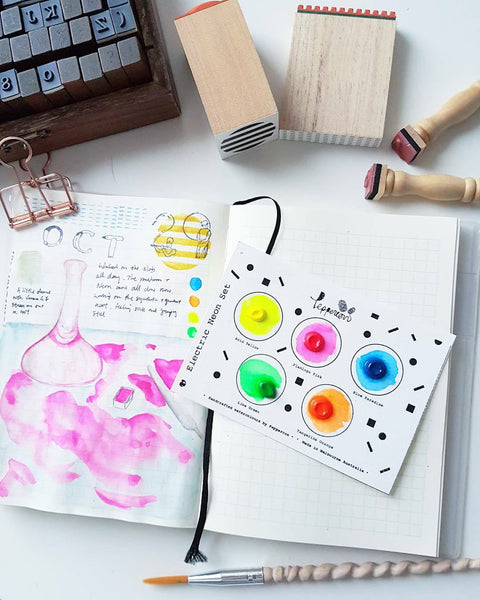 Handmade Watercolor Paint Sample Dot Cards by Peppercon ~ Neon Electric Collection