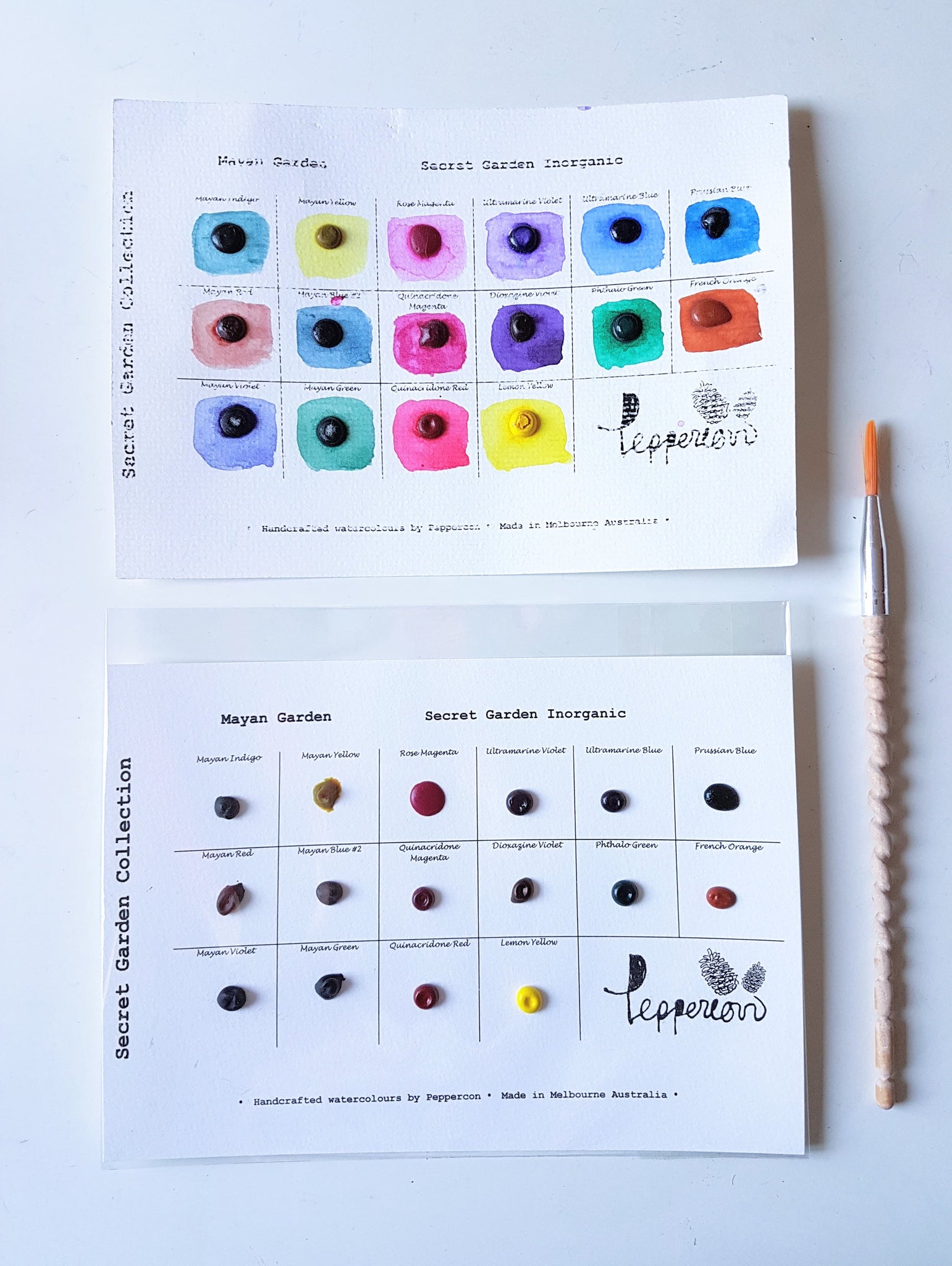 Handmade Watercolor Paint Sample Dot Cards - Secret Garden Collection